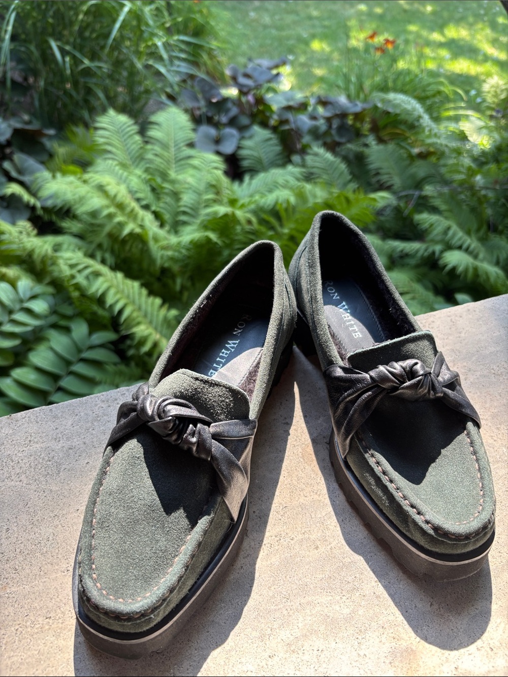 Ron White dark green, suede loafers. Size 6.5 US. Made in Italy. Like new.